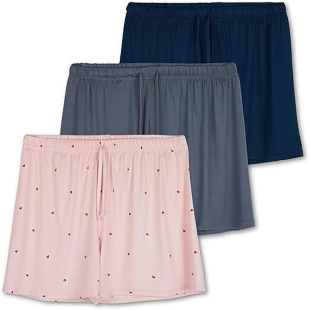 NEW- Real Essentials 3 Pack Ultra-Soft Stretch Pajama Shorts- Women's L